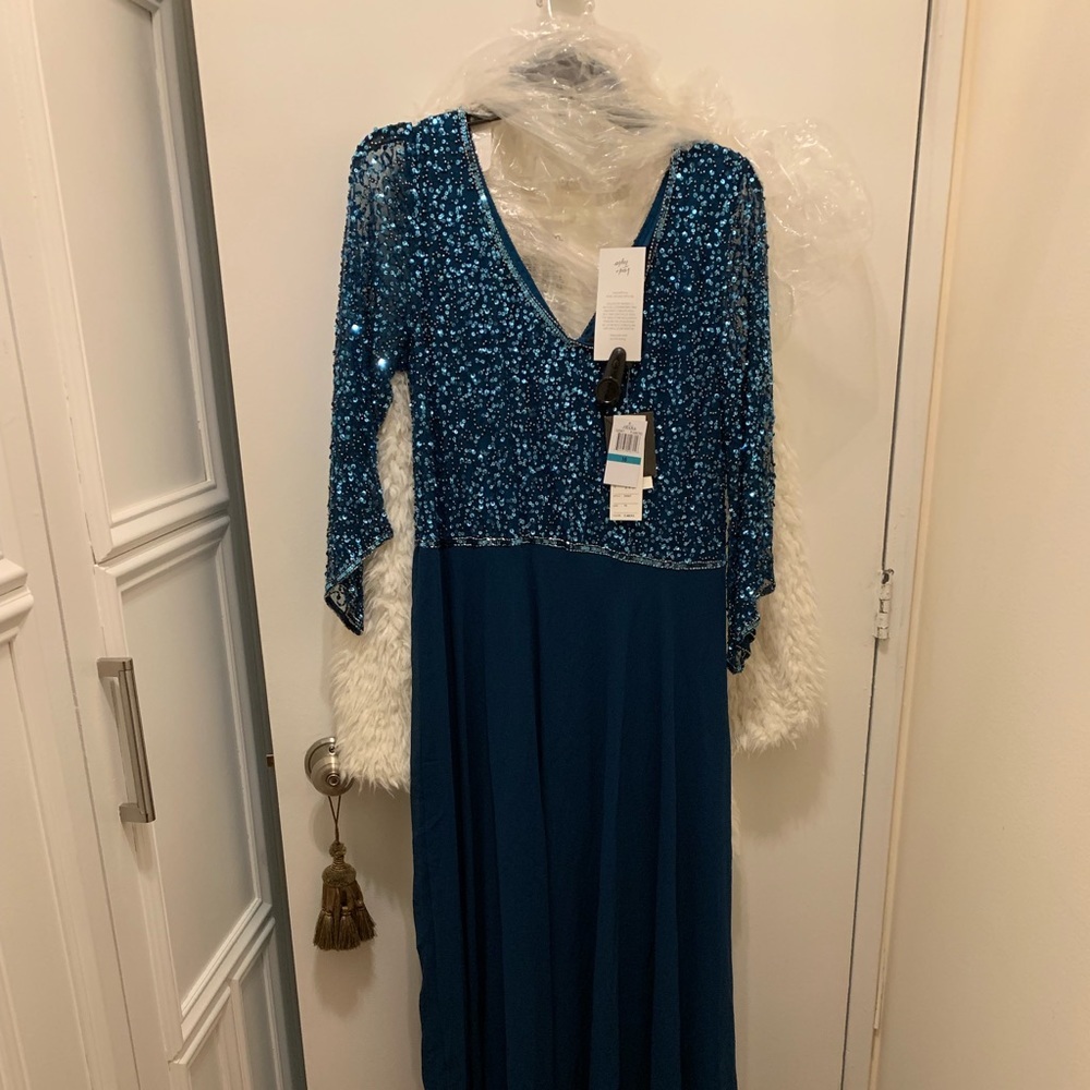 Sequin Blue Floor Length Dress